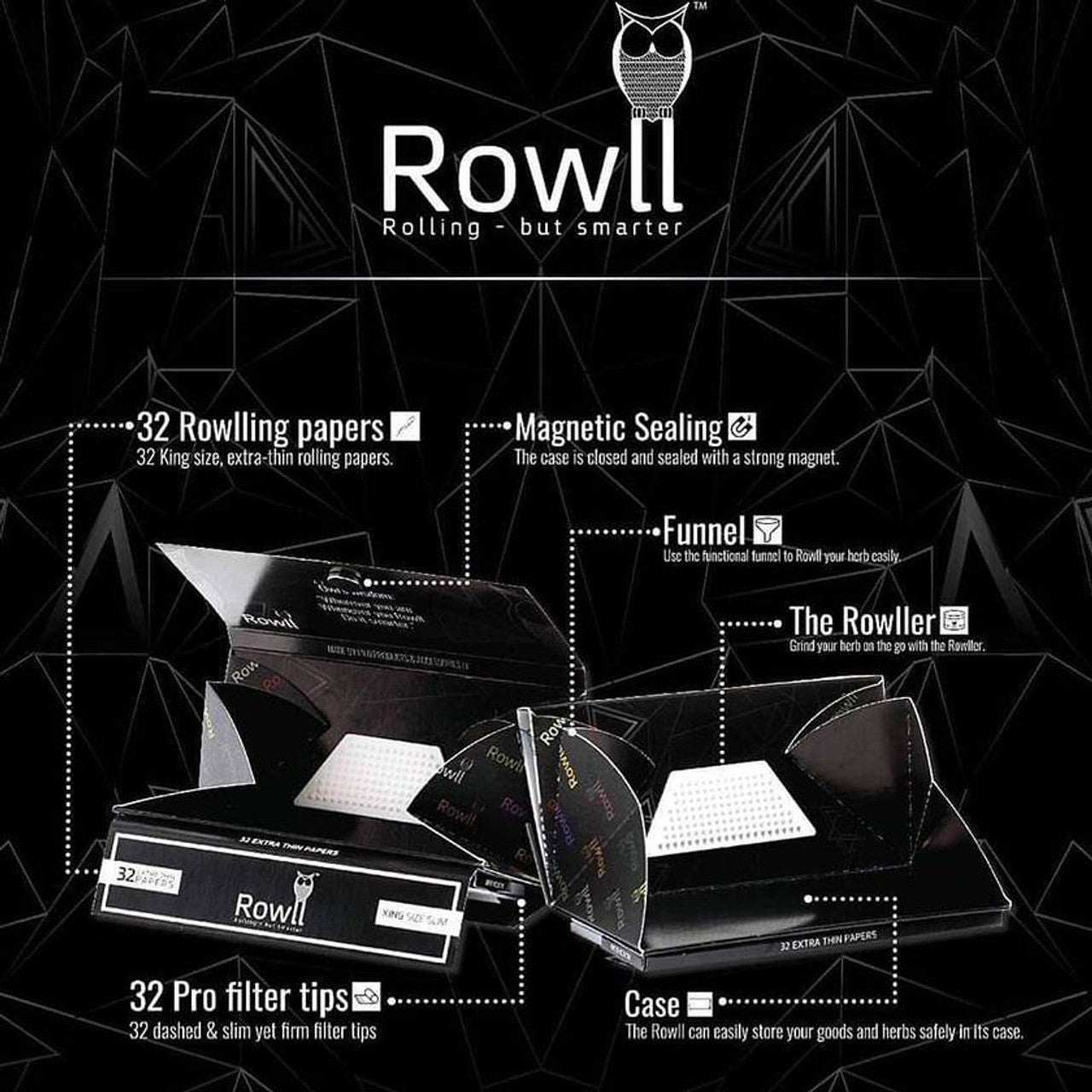 ROWLL Rolling Papers With Grinder & Bowl